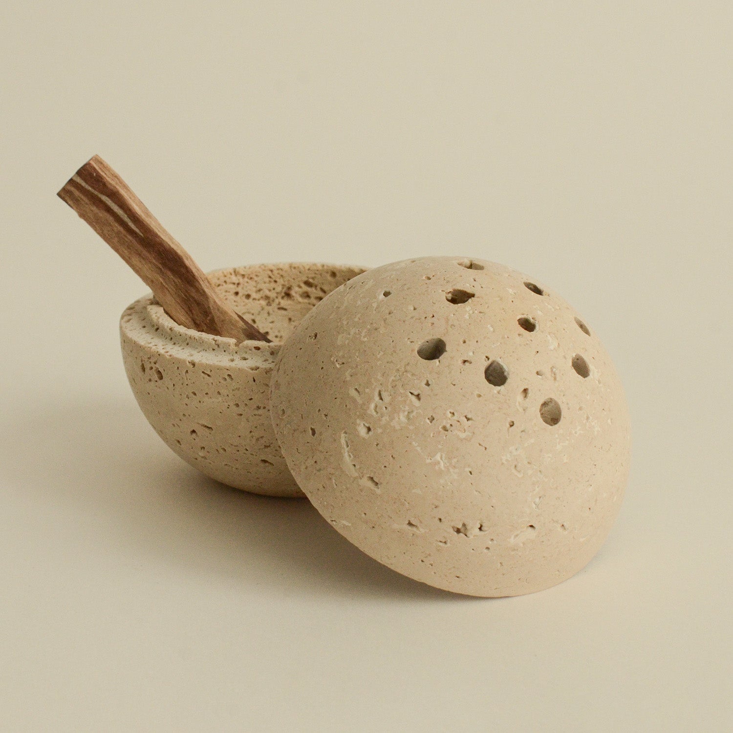 Travertine Sphere Incense & Smudging Burner